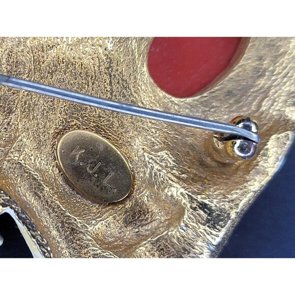 RARE VTG KJL Kenneth Jay Lane Enamel, Rhinestone & Faux Coral Walrus Brooch READ - Picture 4 of 13